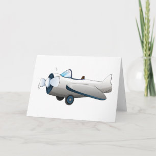 Witte Cartoon Propeller Vliegtuig Retro Stijl Vint Kaart
