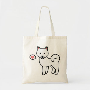 Witte Cartoon Shiba Inu Met Een Hart Tote Bag