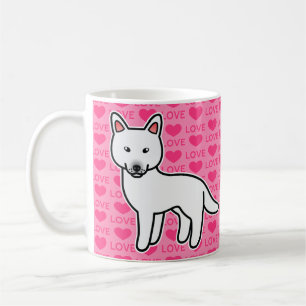 Witte Cartoon Siberische Husky Liefde Koffiemok