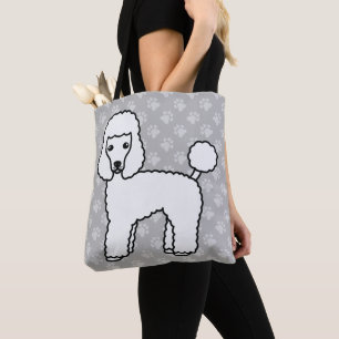 Witte Cartoon Toy Poodle Hondenras Tekening Tote Bag