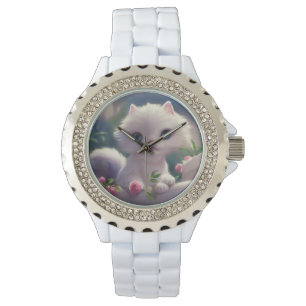WITTE CAT KITTEN LADIES WRIST WATCH HORLOGE