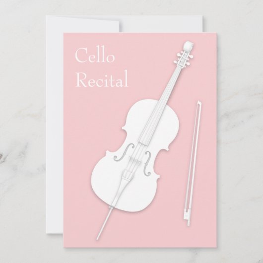 Witte Cello & Boog Muziek Recital Concert Roze Kaart (Voorkant)