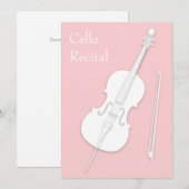 Witte Cello & Boog Muziek Recital Concert Roze Kaart (Voorkant / Achterkant)