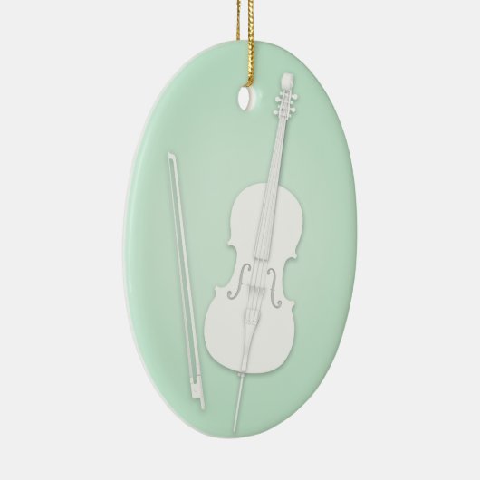 Witte Cello met Boog Custom Mint Music Keramisch Ornament (Rechts)