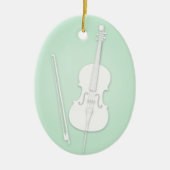 Witte Cello met Boog Custom Mint Music Keramisch Ornament (Voorkant)