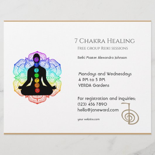 Witte Chakra Energy Healer Reiki Horizontaal Flyer (Voorkant)