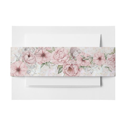 witte champagne pioen bruiloft uitnodigingen wikkel (Voorkant Voorbeeld)