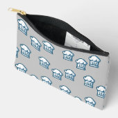 Witte chef-petten op grijs etui (Open)