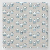 Witte chef-petten op grijs stenen onderzetter (Voorkant)