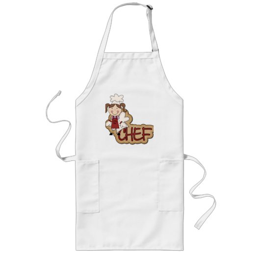 Witte Chef T-shirts en cadeautjes Lang Schort (Voorkant)