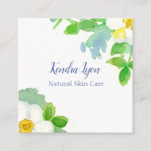 Witte Cherokee Roos Bloemen Waterverf Vierkante Visitekaartje