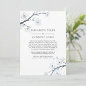 Witte Cherry Blossom Reduced Wedding Guest List Aankondiging (Staand voorkant)