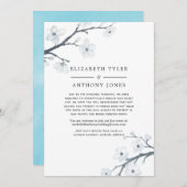 Witte Cherry Blossom Reduced Wedding Guest List Aankondiging (Voorkant / Achterkant)