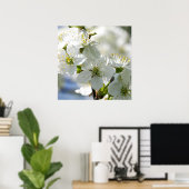 Witte Cherry Tree Blossom Poster (Thuiskantoor)