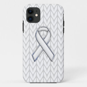 Witte Chevrons Knit Ribbon Awareness Print iPhone 11 Hoesje