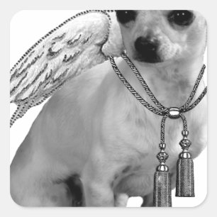 Witte Chihuahua Angel Wings Vierkante Sticker