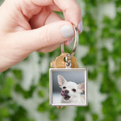 Witte Chihuahua likkende lippen Sleutelhanger (Hand)