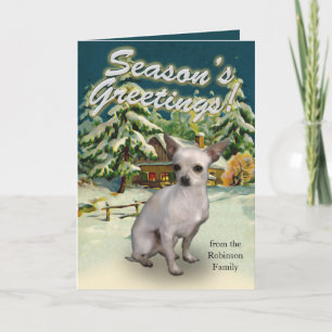 Witte Chihuahua Sneeuwcabine Kerst Kaarten