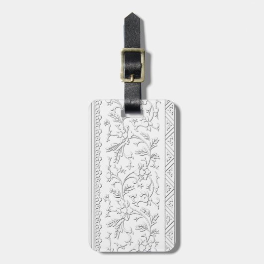 Witte  Chinoiserie Floral Bon Voyage Bagagelabel (Voorkant verticaal)