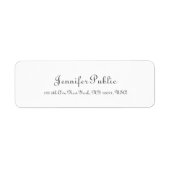 Witte Chique Sjabloon Modern Script Professional Etiket (Voorkant)