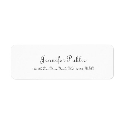 Witte Chique Sjabloon Modern Script Professional Etiket (Voorkant)