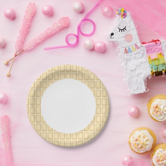 Witte chocolaatstaaftextuur papieren bordje (Feest)