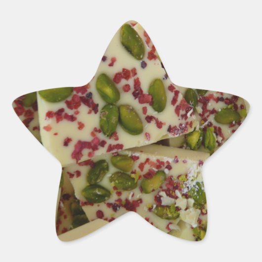 witte chocolade en pistachio ster sticker (Voorkant)