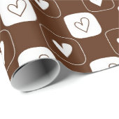 Witte chocoladeharten cadeaupapier (Rol Hoek)