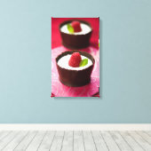 Witte chocolademousse dessert canvas afdruk (Insitu (Houten vloer))