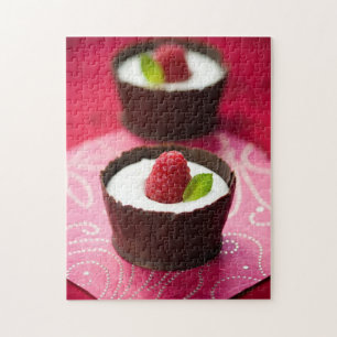 Witte chocolademousse dessert legpuzzel