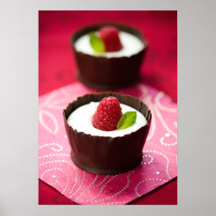 Witte chocolademousse dessert poster