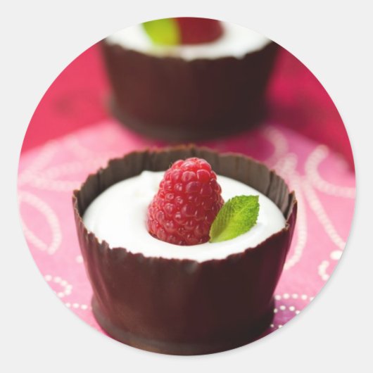Witte chocolademousse dessert ronde sticker (Voorkant)