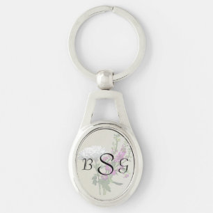 Witte Chrysanthemums en Paarse Snapdragons Sleutelhanger