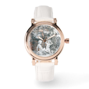 Witte cijfers van de meisjes van de fontein horloge