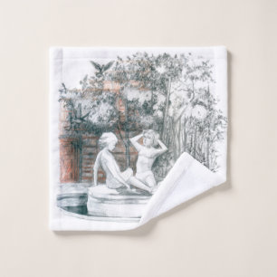 Witte cijfers van de meisjes van de fontein washandje