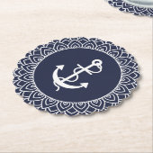 Witte Cirkel Mandala & Boot Anker Kartonnen Onderzetters (Gekanteld)