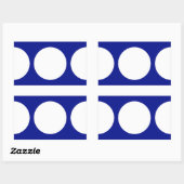 Witte cirkels op blauw rechthoekige sticker (Vel)