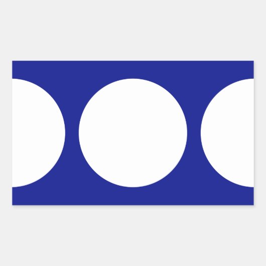 Witte cirkels op blauw rechthoekige sticker (Voorkant)