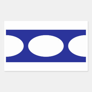 Witte Cirkels op Blauw Rechthoekige Sticker