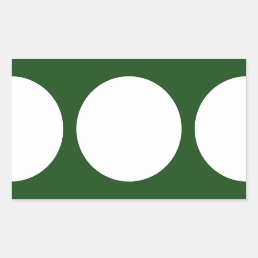 Witte cirkels op groen rechthoekige sticker (Voorkant)