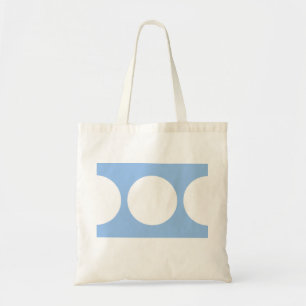 Witte cirkels op lichtblauw tote bag