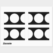 Witte cirkels op zwart rechthoekige sticker (Vel)
