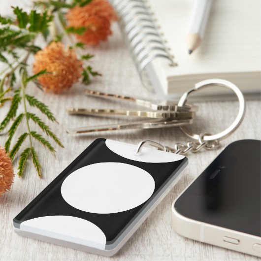 Witte cirkels op zwart sleutelhanger (Voorkant Rechts)