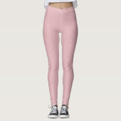 Witte cirkels Stippen Matig Blush Roze bovenzijde Leggings (Voorkant)