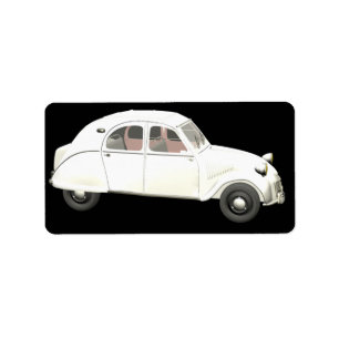 Witte citroen 2CV Etiket