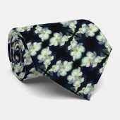 Witte Clematis Bloem Paar Kleine Bloemen Patroon Stropdas (Opgerold)