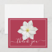 Witte Clematis Bloem Rode Achtergrond Dank Je Briefkaart (Voorkant / Achterkant)