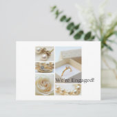 Witte collage trouwverlovingsaankondiging aankondiging (Staand voorkant)