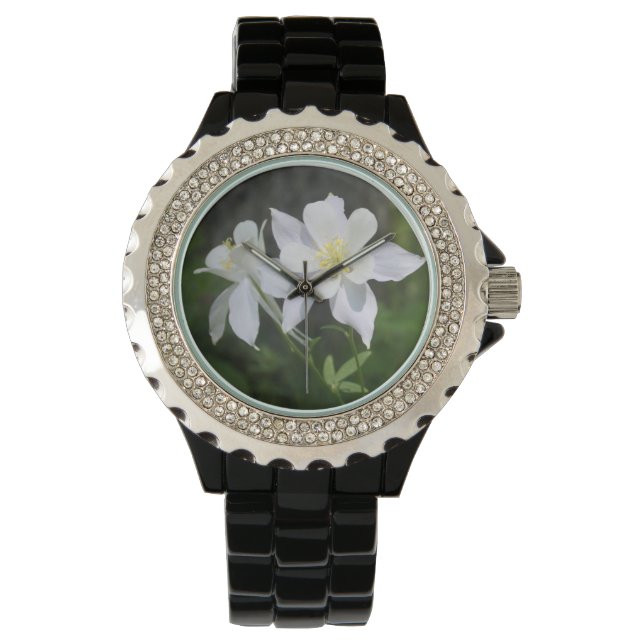 witte columbine horloge (Voorkant)