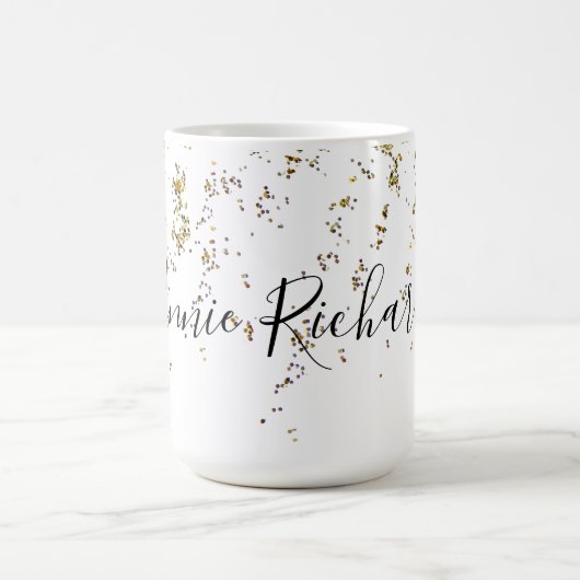 witte combo mok van 15 oz met haar naam & glitter (Center)
